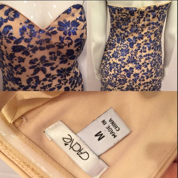 Blue sequin strapless gown - Picture 2 of 4